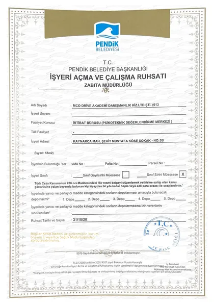 İşyeri açma ve çalışma ruhsatı